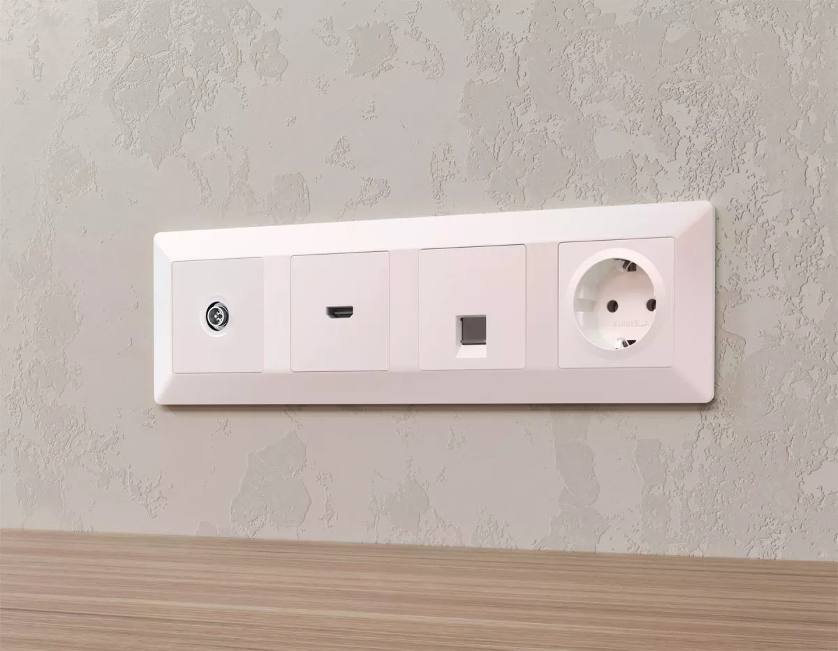 

Комплект механизма TV розетки оконечной экранированной 5-1000MHz 3dB Alfa Жемчуг Quant Ambrella Volt MA213005 (AP2130, VM199)