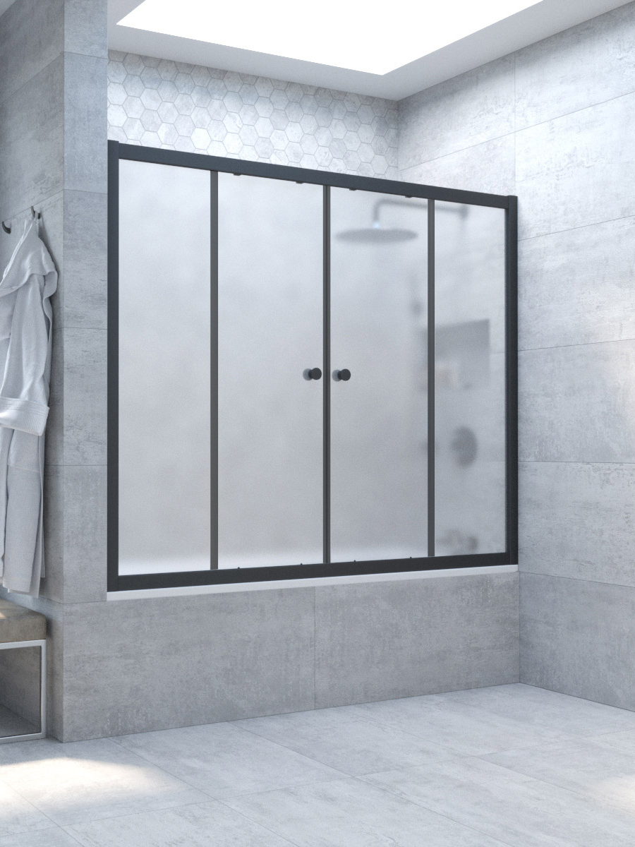 

Шторка на ванну Vegas Glass Z2V Novo 170 02М 10 профиль матовый черный, стекло сатин