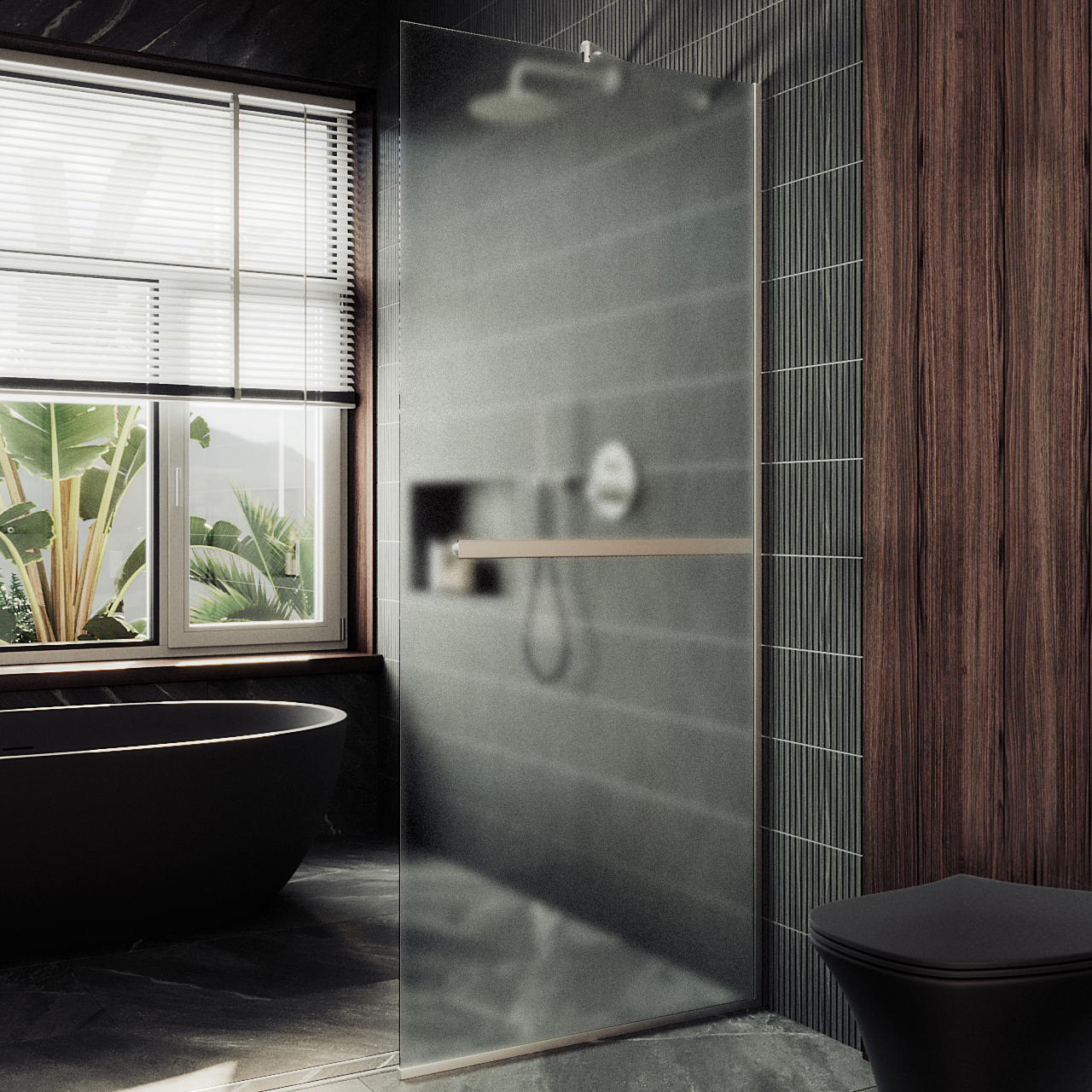 

Душевая перегородка Maybahglass MGD-1463-5у 99 см, профиль хром матовый, стекло сатин