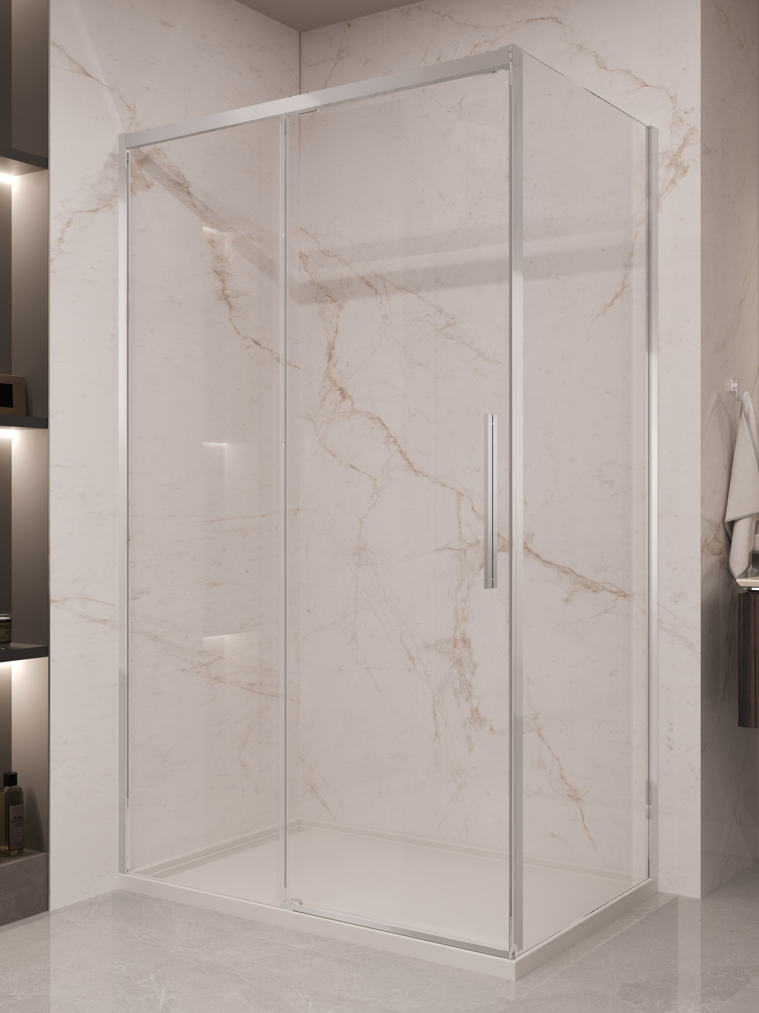 Душевой уголок Vincea Stella VSR-1ST8011CL 110x80 см, профиль хром, стекло прозрачное