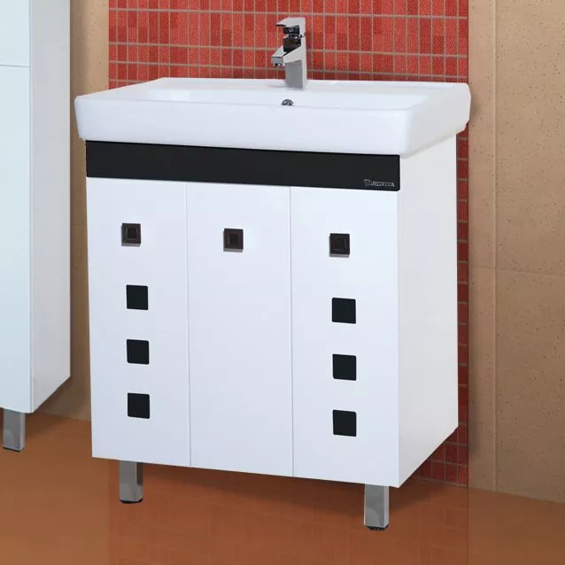 

Тумба с раковиной Bellezza Натали 70 белая с черным, Черно-белый