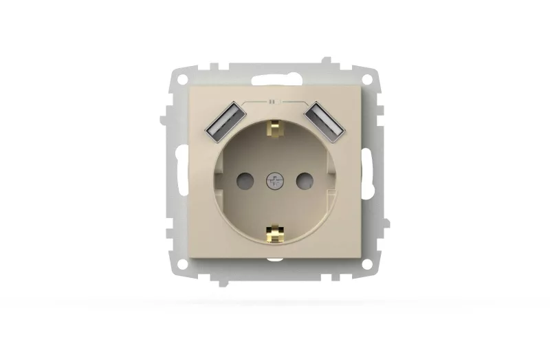 

Розетка с заземлением и защитой от детей + два входа USB для заряда устройства ELBI Zena Vega 609-010300-317