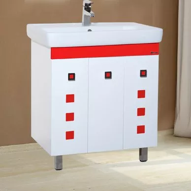 

Тумба с раковиной Bellezza Натали 70 белая с красным