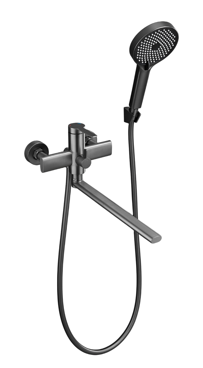 

Смеситель с длинным изливом для ванны BELZ B813 B22813-3 оружейная сталь