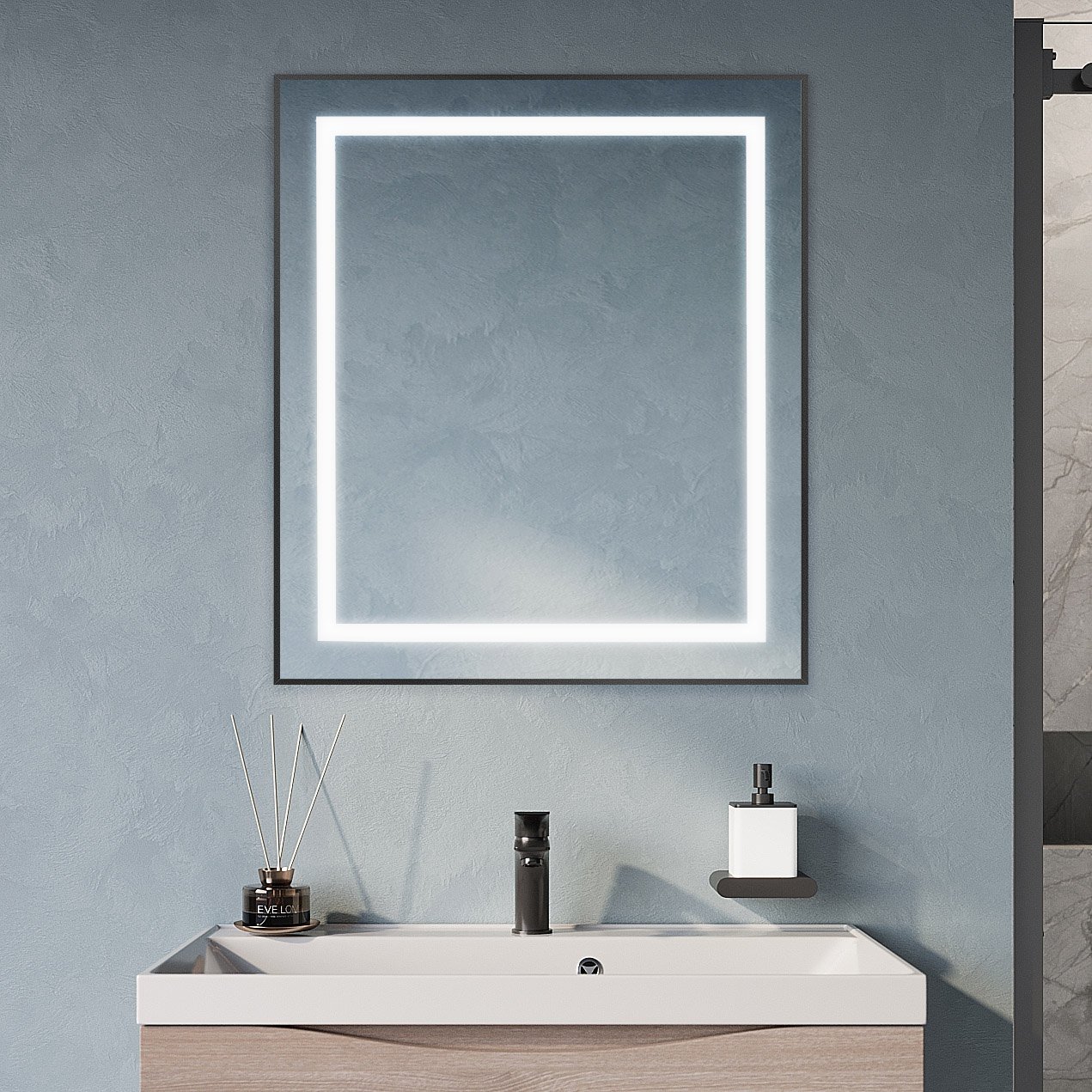 

Зеркало BelBagno Kraft 70x80 с подсветкой, черное