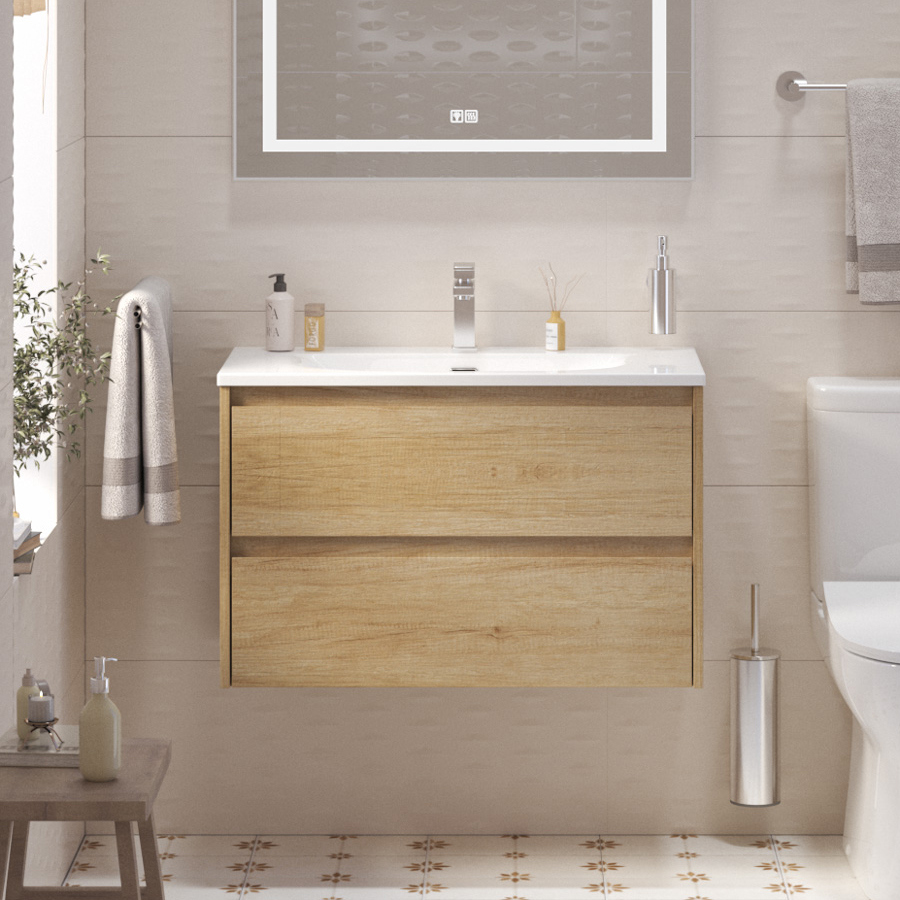 

Тумба с раковиной BelBagno Kraft 39 80 rovere nebrasca nature, раковина BB-8099-3-80