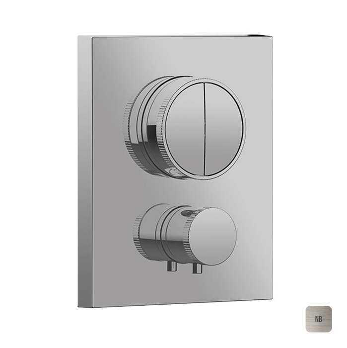 ALMAR (Core) Внешняя часть термостата на 2 потреб, Square, система Push,2 клавиши,латунь/пластик, цвет никель браширов