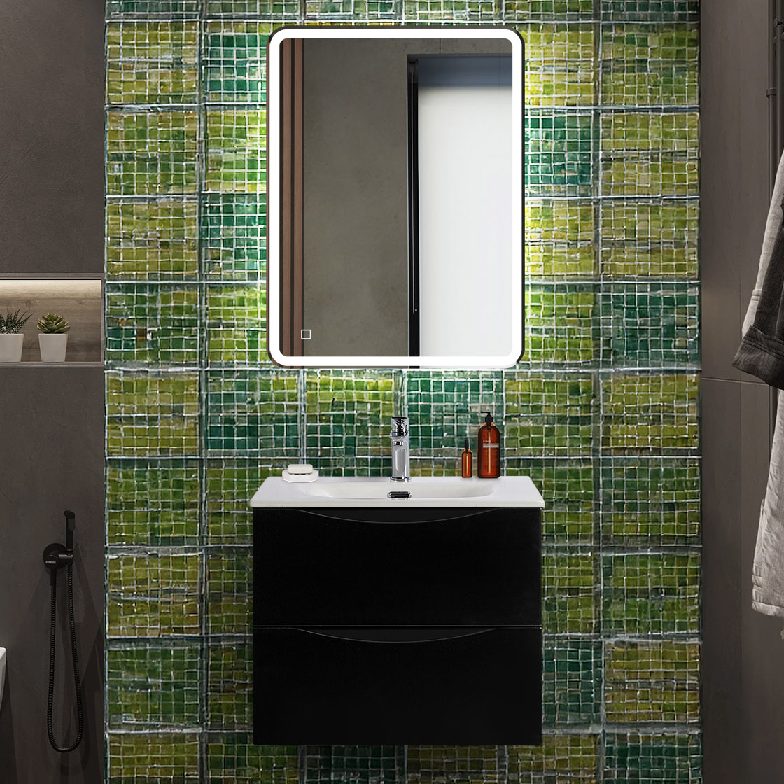 Мебель для ванной комнаты BelBagno Marino-cer-n 60 подвесная nero lucido 44500₽