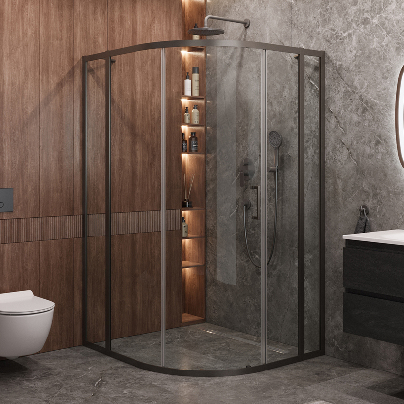 

Душевой уголок Cezares Molveno RH 11 120+110 C GM IV 120х110 см, профиль оружейная сталь, стекло прозрачное