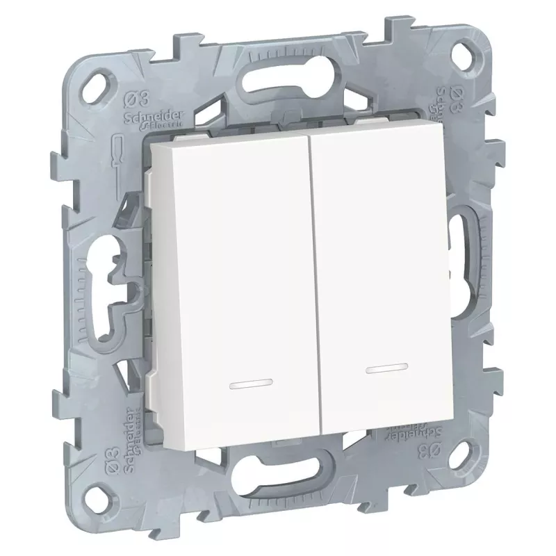 

Переключатель двухклавишный с подсветкой Schneider Electric Unica New NU521318N