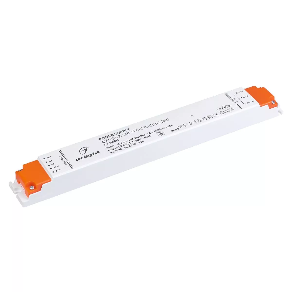 

Блок питания Arlight ARV-SP-24240-PFC-DT8-CCT-LONG (24V, 10A, 240W) 047033