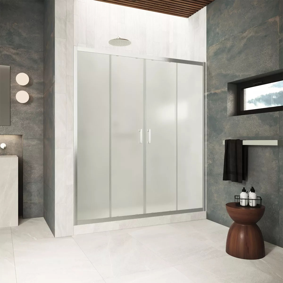 

Душевая дверь в нишу Vegas Glass Z2P Protec 170 04 10 профиль никель, стекло сатин