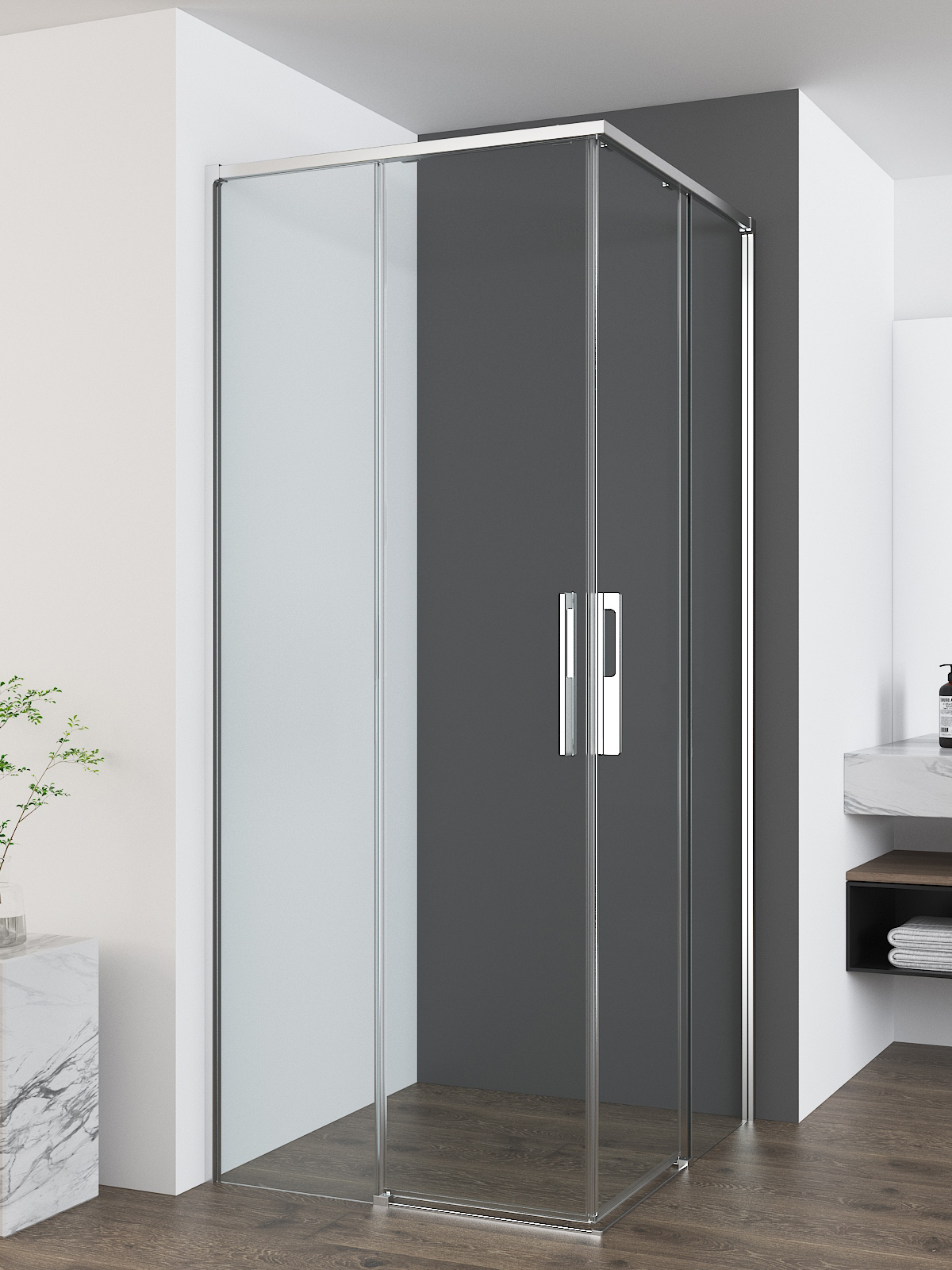 

Душевой уголок Vincea Ultima VSS-7UL9090CL 90х90 см, профиль хром, стекло прозрачное