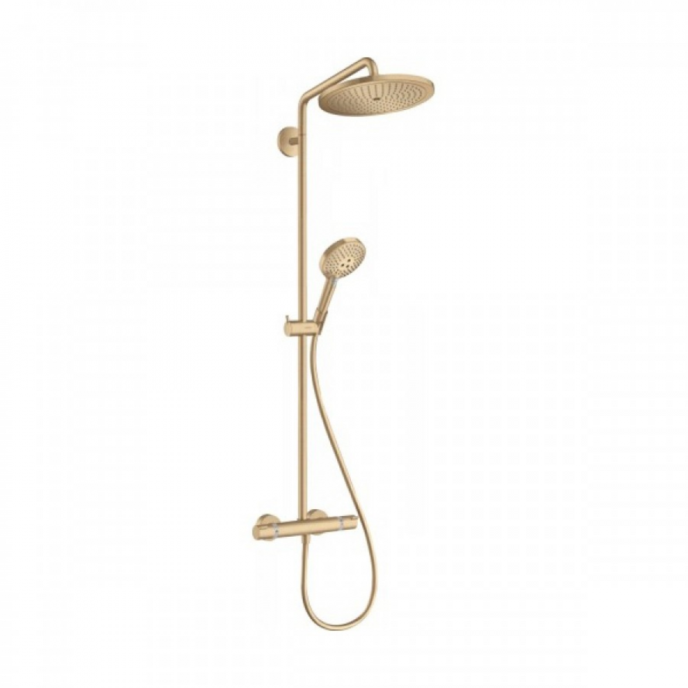 

Душевая система 9 л/мин с термостатом и ручным душем Hansgrohe Showerpipe 280 1jet EcoSmart Raindance Select S 120 3jet 26891140, бронза