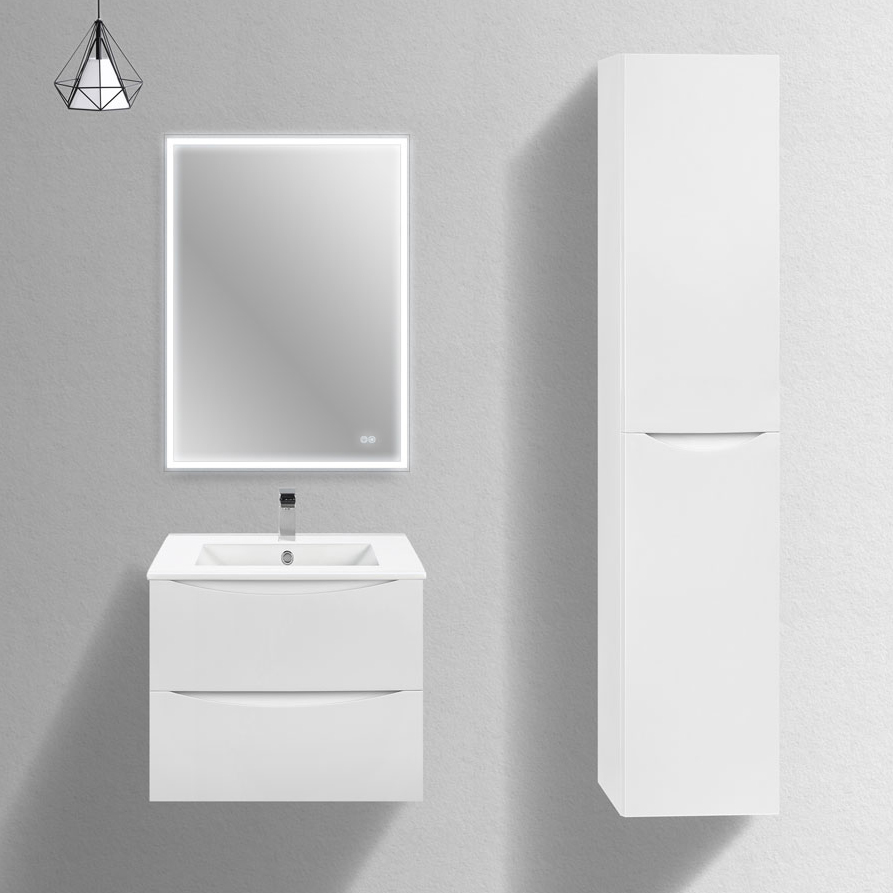 

Мебель для ванной комнаты Vincea Mia Slim 60, 2 ящика, белая глянцевая