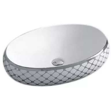 

Раковина накладная CeramaLux 60х40.5 262 белый, серебро