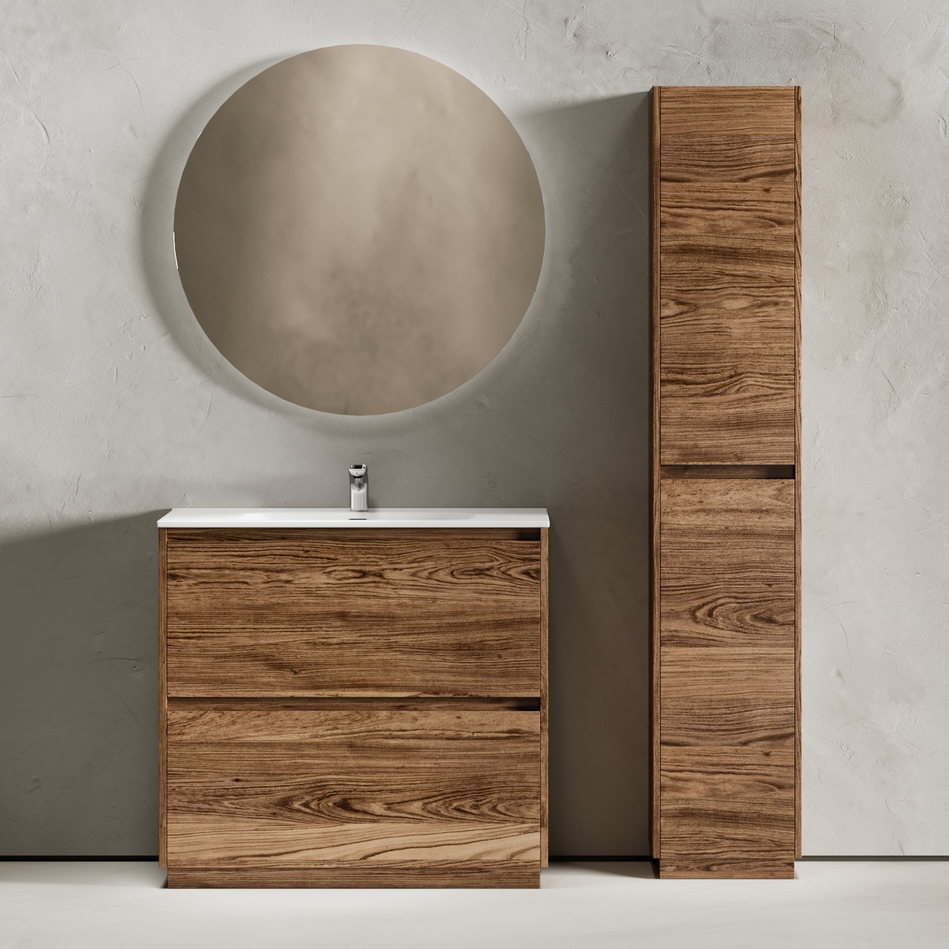 

Мебель для ванной комнаты Sancos Libra Floor 90 дуб чарльстон, белая раковина CN7002