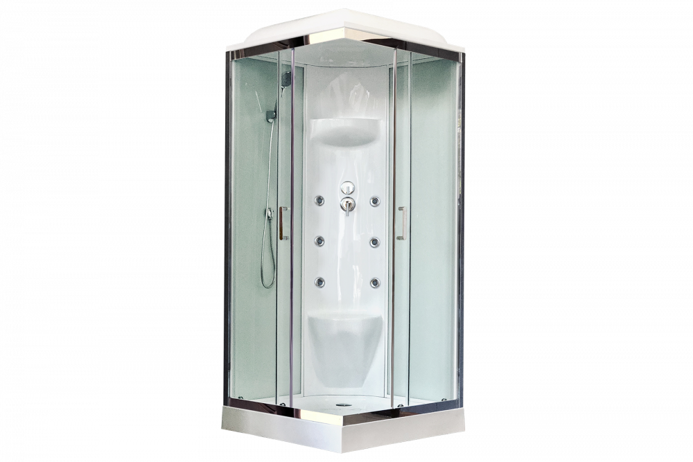 

Душевая кабина Royal Bath 80х80 хром стекло прозрачное с гидромассажем