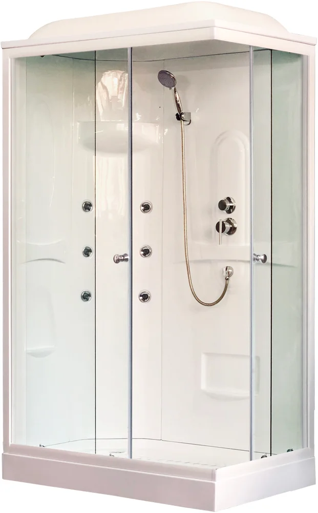 

Душевая кабина Royal Bath 120х80 белая стекло прозрачное с гидромассажем