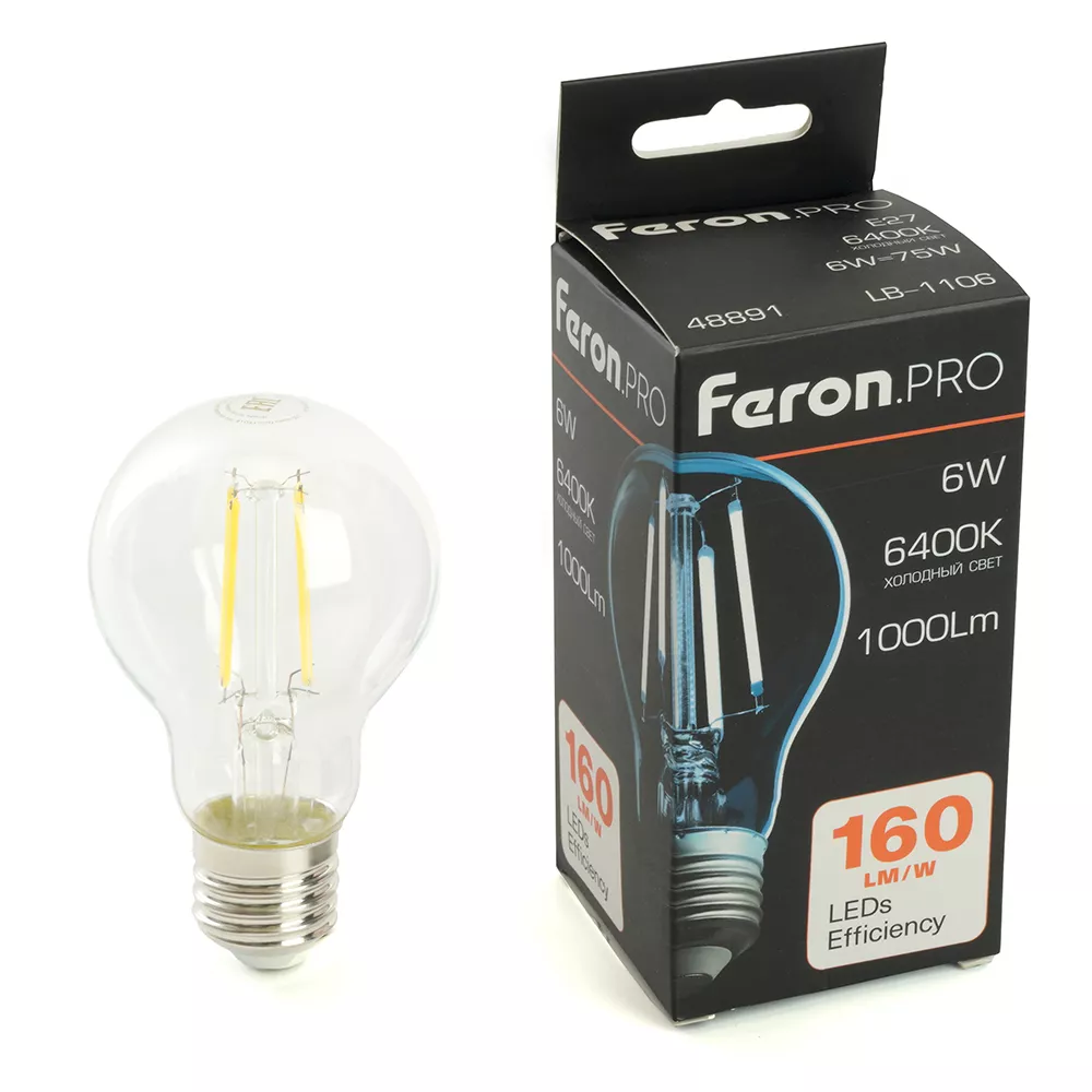 

Светодиодная лампа Feron LB-1106 E27 6W 6400K 48891
