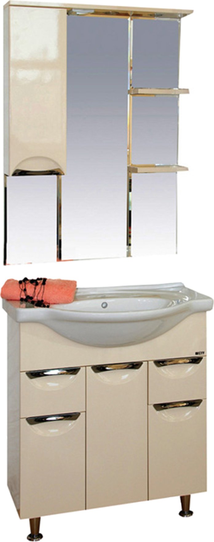 Мебель для ванной Misty Орхидея 75 бежевая эмаль, комплект (гарнитур), бежевый  - купить со скидкой