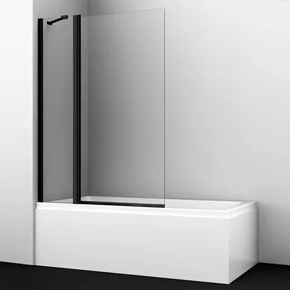 Шторка на ванну Wasserkraft Berkel 110х140 профиль черный стекло прозрачное