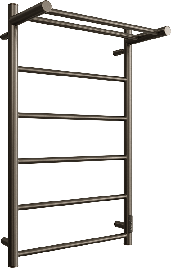 

Полотенцесушитель электрический Двин Fj neo 4657795054426 80x55 см, подключение справа, слева, скрытое подключение справа, оружейная сталь, лесенка, с полкой