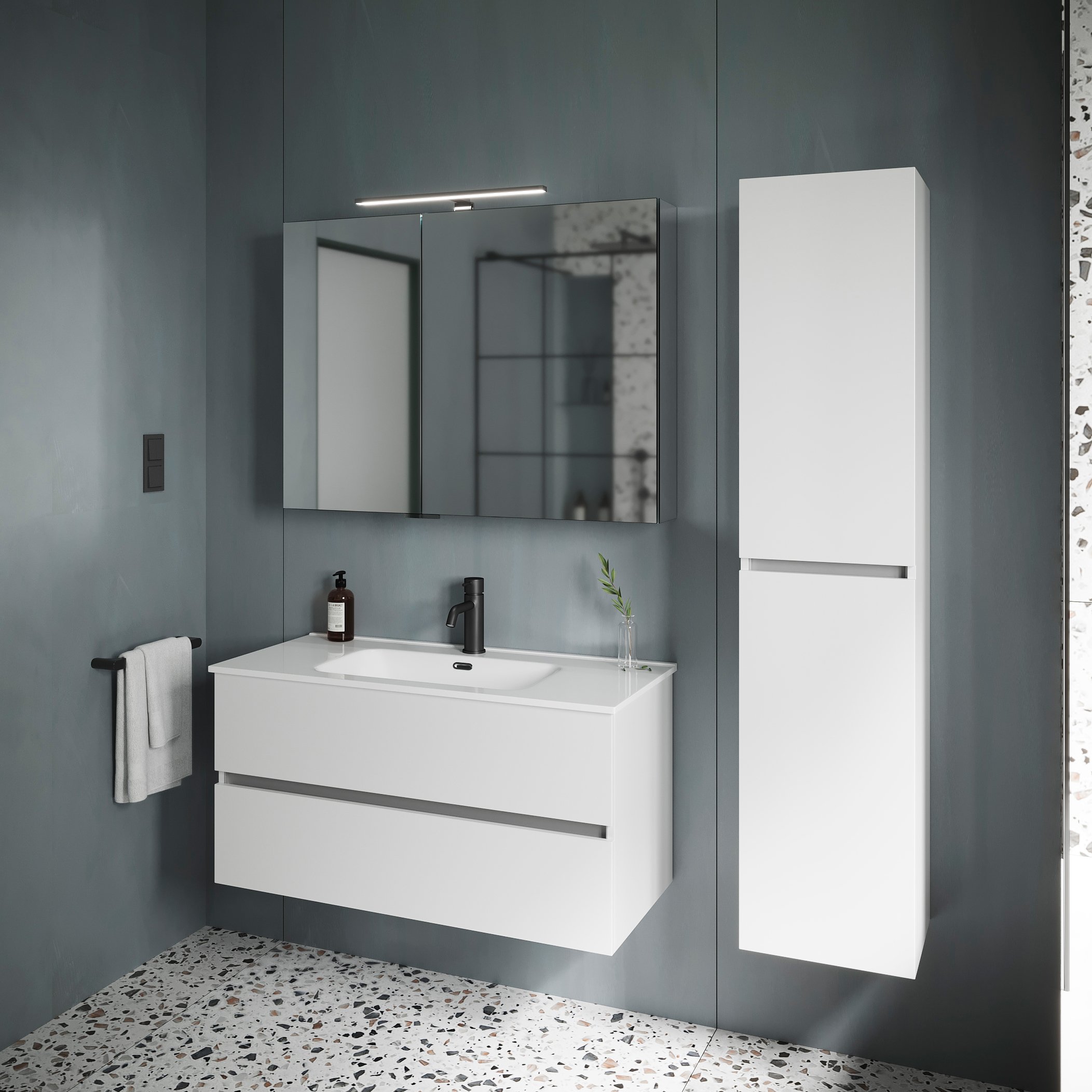 

Мебель для ванной комнаты Sancos Urban 100 см белый глянец