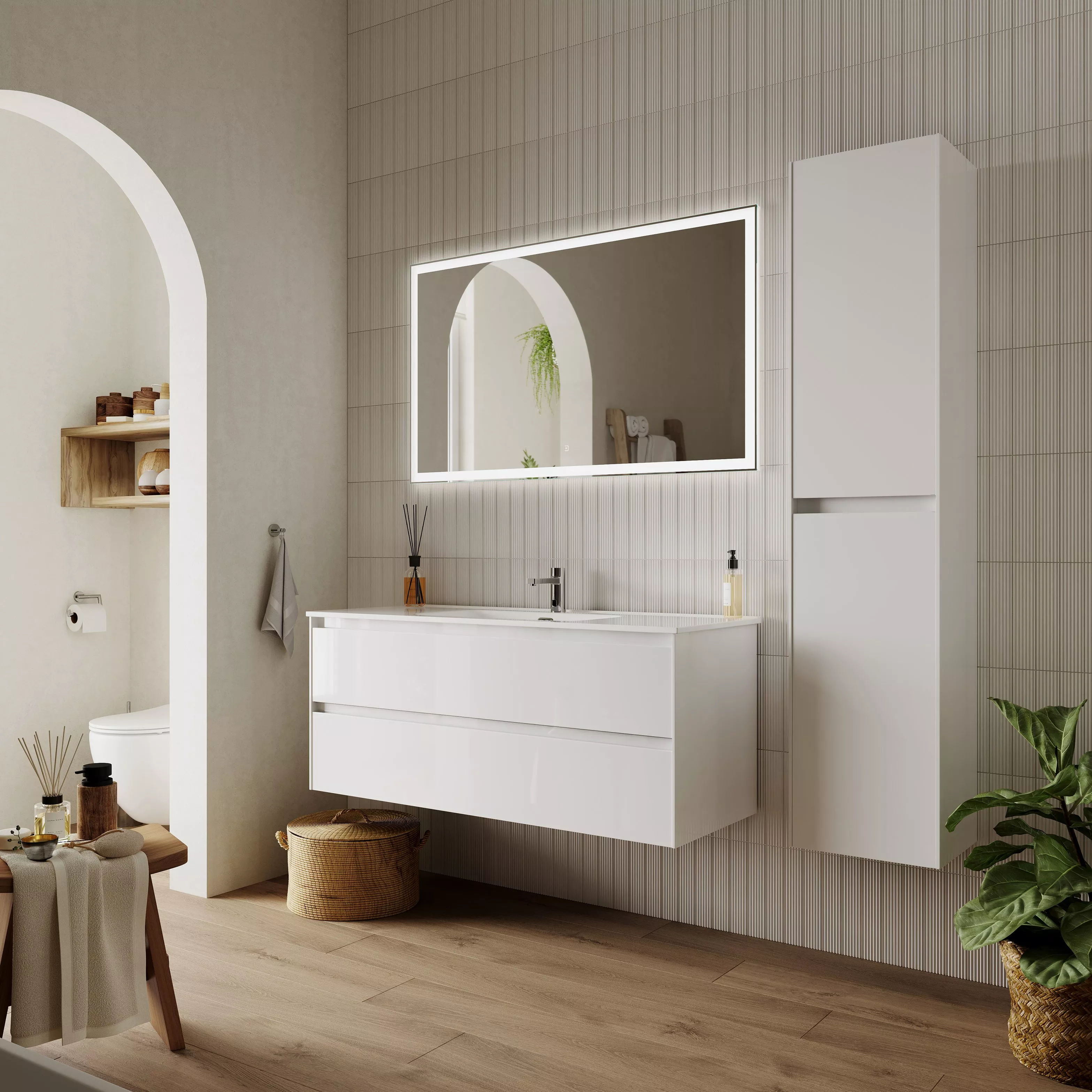 

Мебель для ванной Sancos Cento 120 см белый глянец