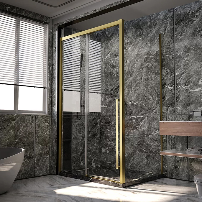 

Душевой уголок Veconi Premium Trento PTC-SP-30G 130x80, профиль брашированное золото, стекло прозрачное