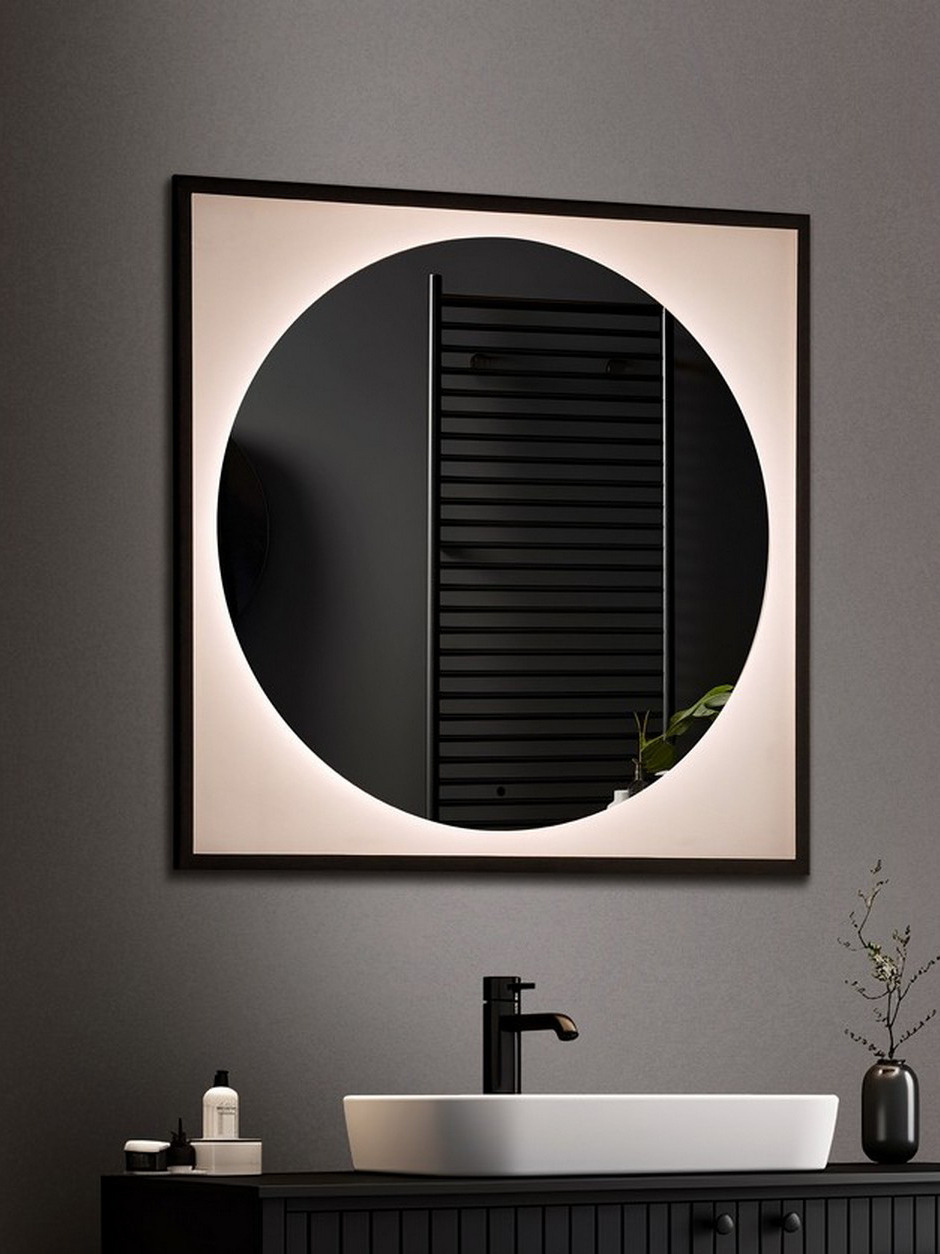 

Зеркало Abber See AG6117SCRB 80х80 см, с подсветкой, черное