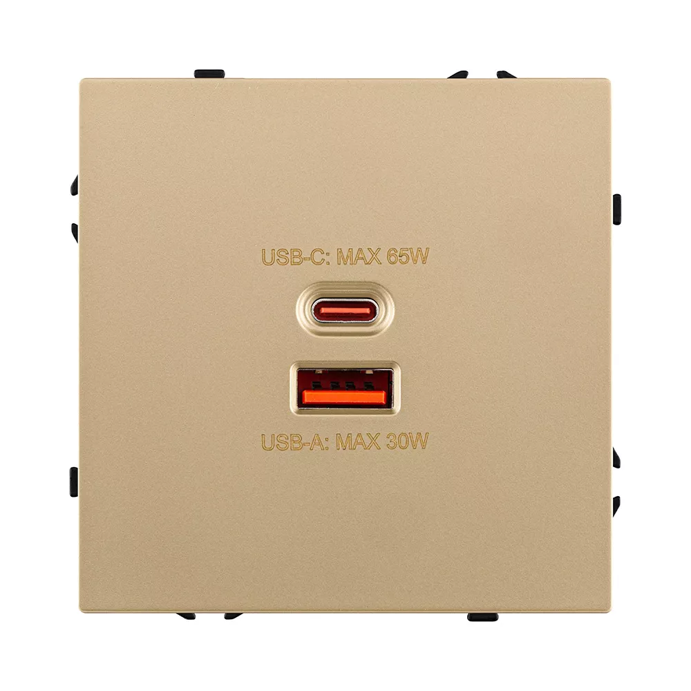 Розетка USB A+C 65W, золотой Kollinger Eclipse EC-024GD