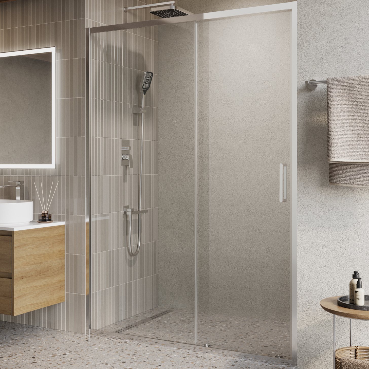 

Душевая дверь в нишу BelBagno Luce BF-1-140-C-Cr профиль хром, стекло прозрачное