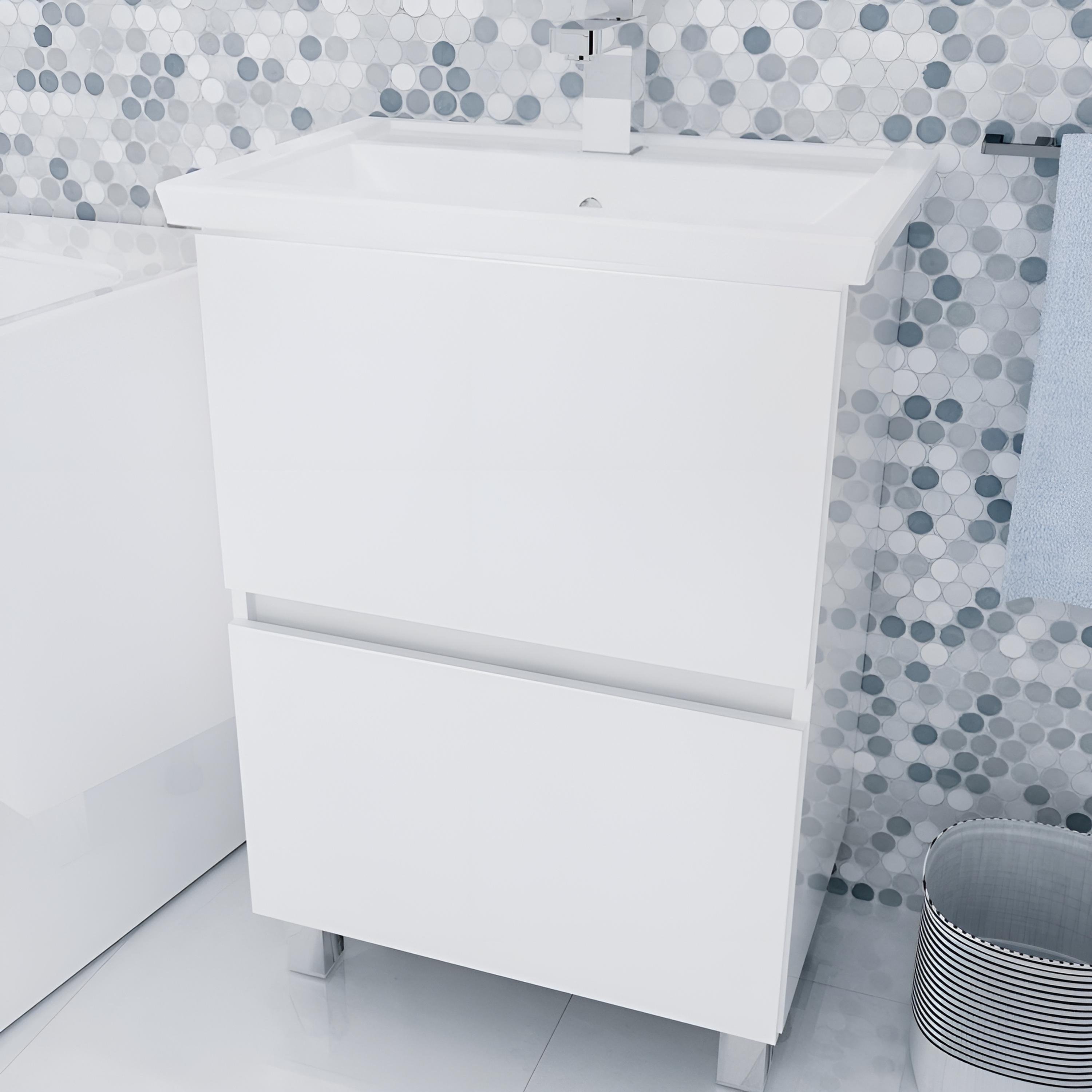 

Тумба под раковину без столешницы 1MarKa Aris 60Н напольная, белый глянец