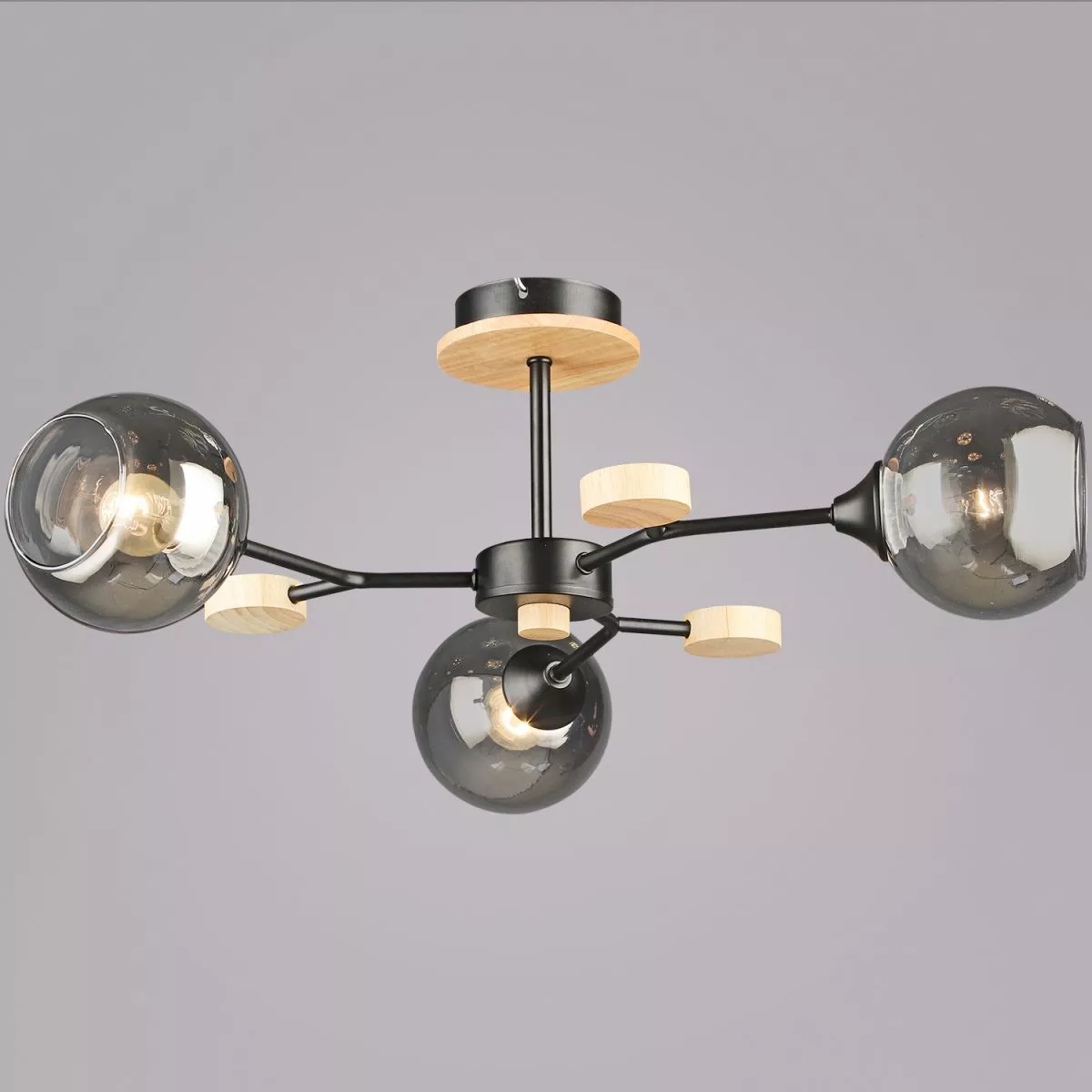 

Люстра на штанге Reluce 06780-0.3-03 BK+WOOD