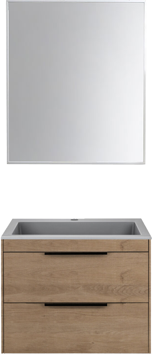 

Мебель для ванной комнаты Vincea Chiara 2D 60, 2 ящика, натуральный дуб, с серой раковиной