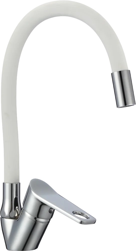 

Смеситель для кухонной мойки РМС SL137W-016F белый, хром с гибким изливом