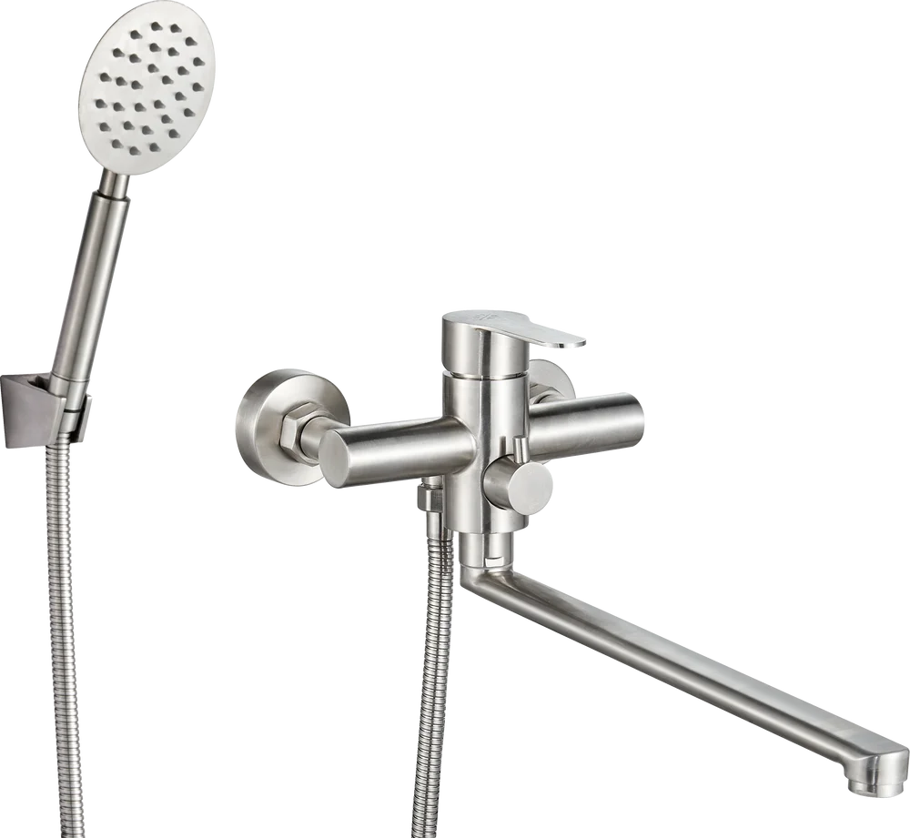 Смеситель для ванны с душем РМС универсальный сталь матовый