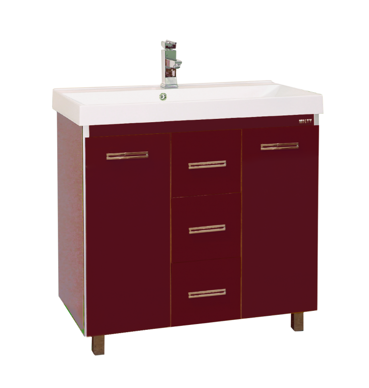 

Джулия QVATRO - 90 Тумба с 3 ящ. ПРЯМАЯ бордовая