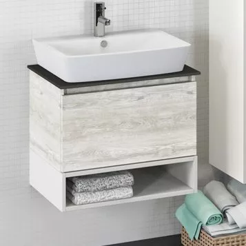 

Тумба с раковиной Comforty Прага 60 00-00003465 дуб белый, столешница антрацит