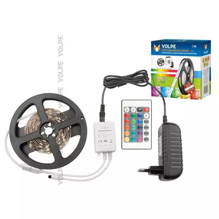 

Светодиодная лента Volpe 5,4W/m 30LED/m 5050SMD RGB 3M ULS-Q211 5050-30LED/m-IP20-3M-RGB RRP24C24 10775