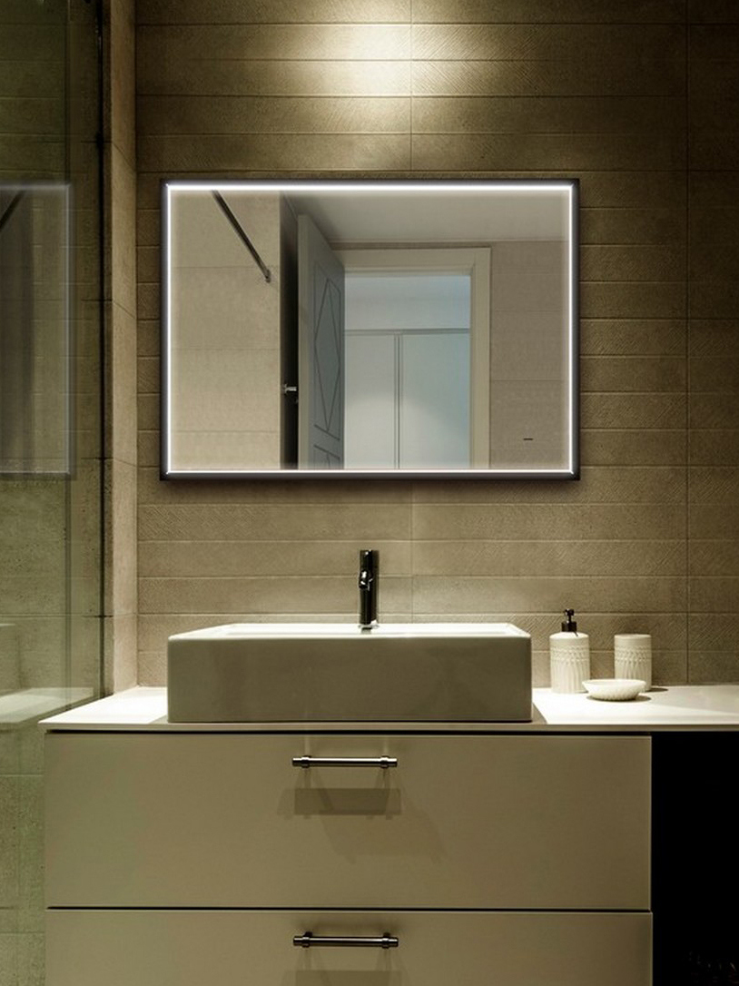 Зеркало Abber See AG6110SCL-08 80х60 см с подсветкой черное 20500₽