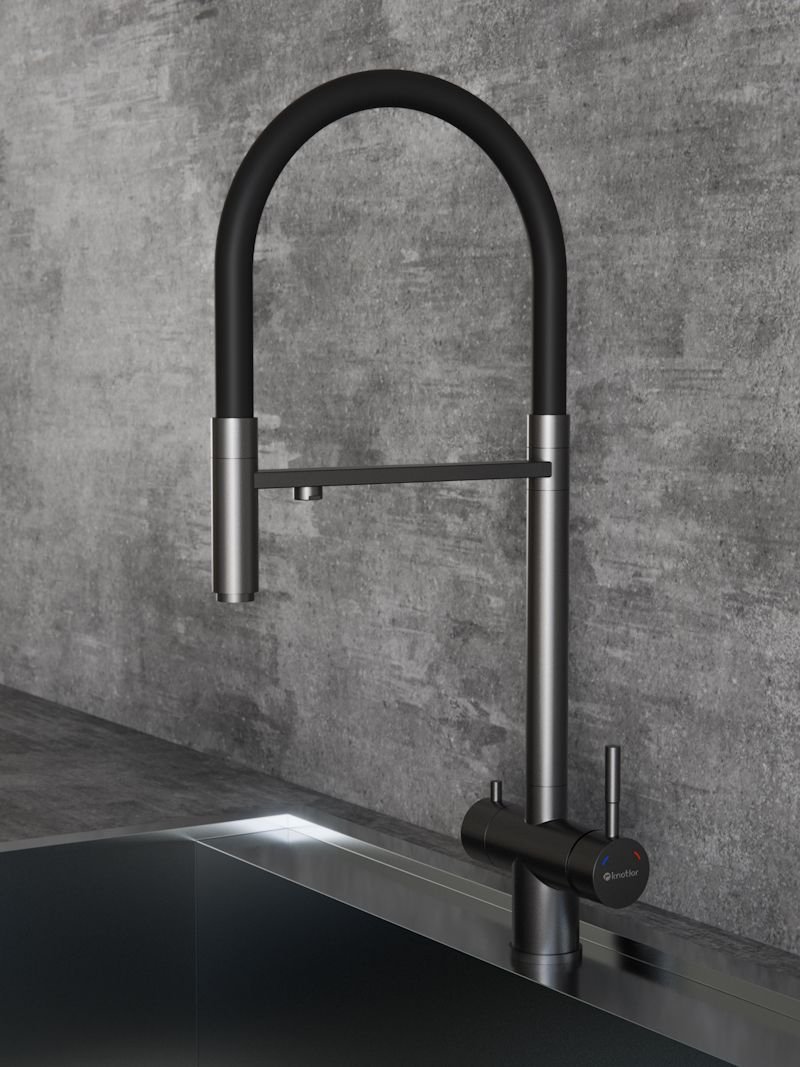 

Cмеситель для кухни с подключением фильтра Кnotlor SS-16/GM, вороненая сталь