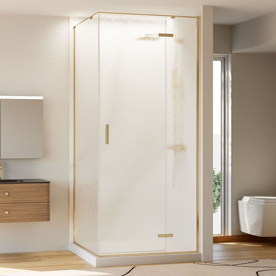 

Душевой уголок Veconi Rovigo RV-073RG/R 80х100 см, профиль брашированное золото, стекло текстурное дождь