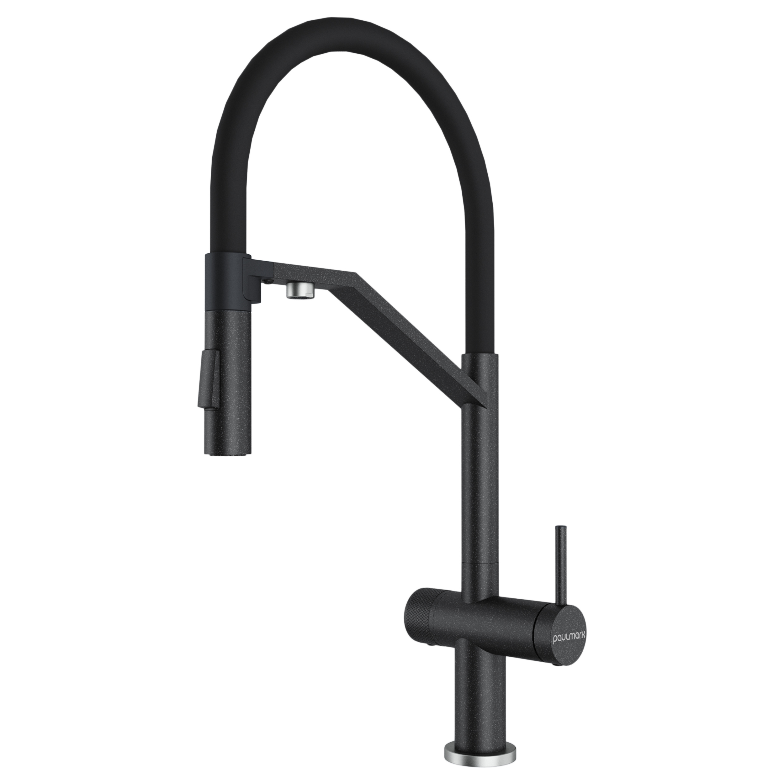 Смеситель для кухни Paulmark Zender Ze213155-BLM с гибким изливом, черный