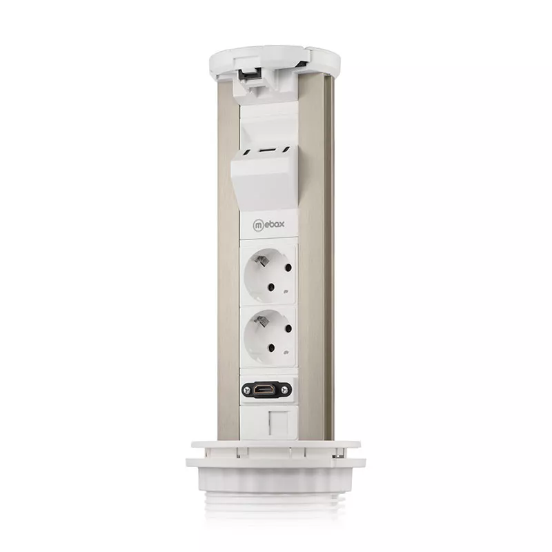 

Блок розеток 12J (2 секции, USB type A+C + RJ45 + HDMI) беспроводная зарядка Mebax 00-00002598