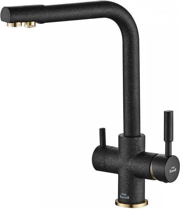 

Смеситель для кухни Steel Hammer SH 552 BLACK BR с подключением к фильтру черный, бронза