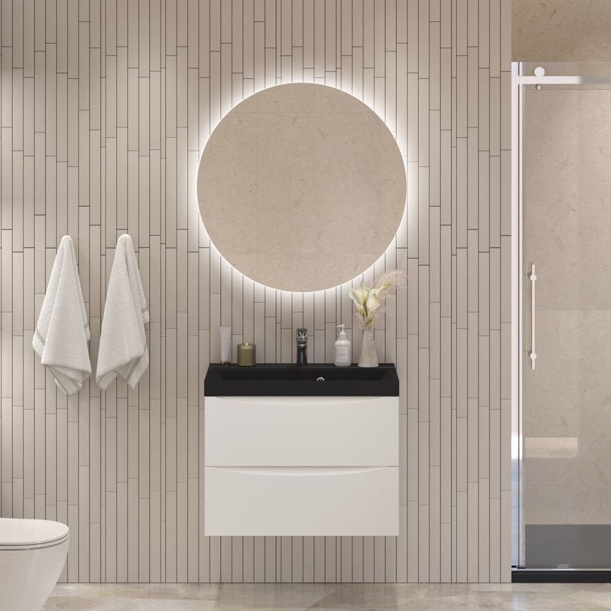 

Мебель для ванной комнаты BelBagno Marino 60 подвесная, bianco opaco, черная раовина