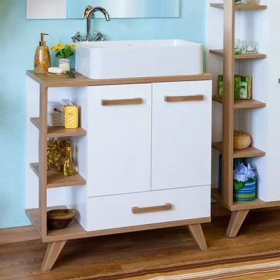 Тумба с раковиной Sanflor Ингрид 80 белый (С12474)