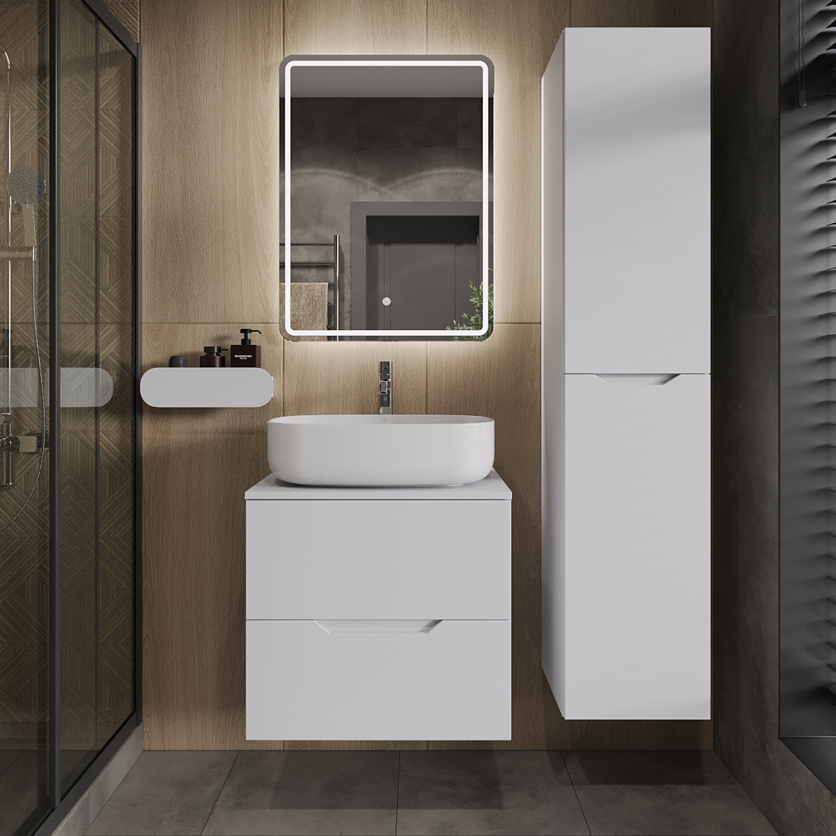 

Мебель для ванной комнаты Orange Line 60 подвесная, 2 ящика, матовая белая с раковиной B07-540W